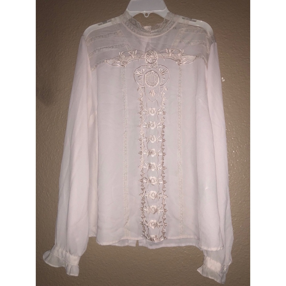 Pastel pink button down blouse